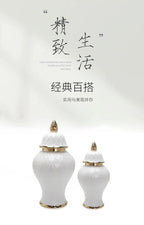 Ceramic Phnom Penh General Jar Rhombus Pattern Ginger Jar Storage Tank Vase with Lid Porcelain Handicraft Ornaments Decoration - Grand Goldman