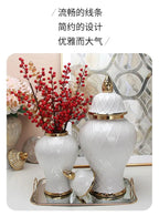 Ceramic Phnom Penh General Jar Rhombus Pattern Ginger Jar Storage Tank Vase with Lid Porcelain Handicraft Ornaments Decoration - Grand Goldman