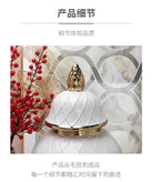 Ceramic Phnom Penh General Jar Rhombus Pattern Ginger Jar Storage Tank Vase with Lid Porcelain Handicraft Ornaments Decoration - Grand Goldman