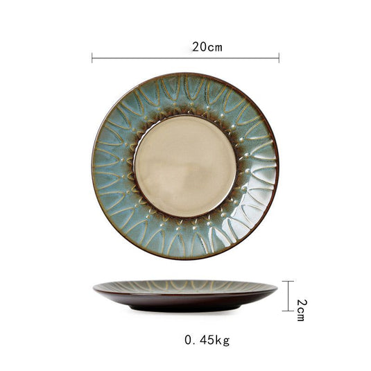 Ceramic Plate Flat Plate Creative Dish Plate Japanese Vintage Tableware - Grand Goldman