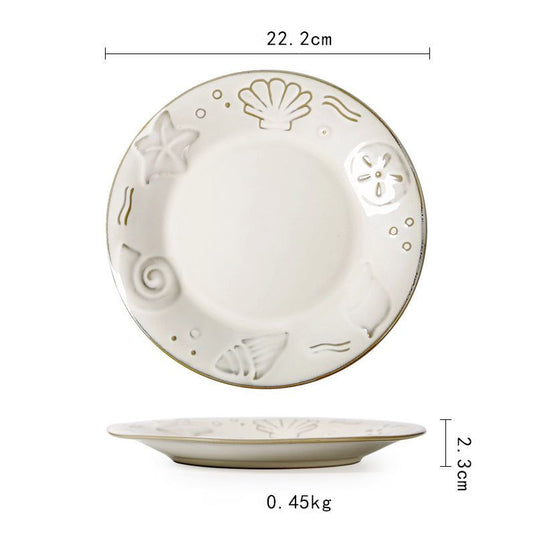 Ceramic Plate Flat Plate Creative Dish Plate Japanese Vintage Tableware - Grand Goldman