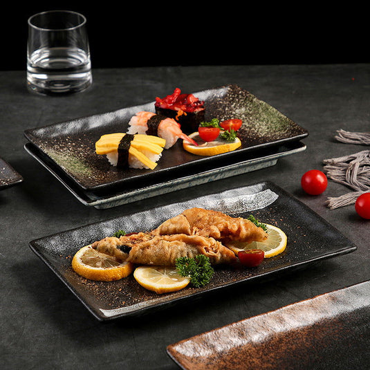 Ceramic Plate Grilled Meat Rectangular Sushi Plate - Grand Goldman