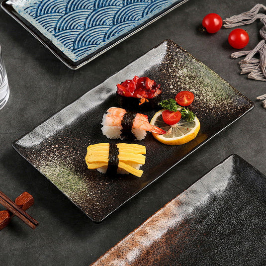 Ceramic Plate Grilled Meat Rectangular Sushi Plate - Grand Goldman