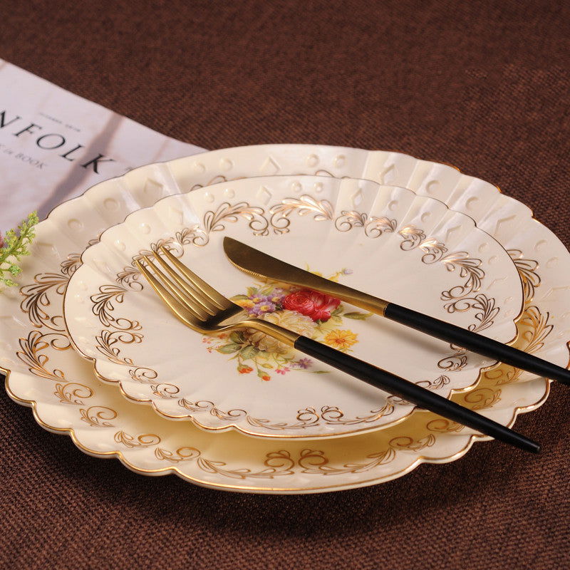 Ceramic Plate Home Creative Round Fruit Plate - Grand Goldman