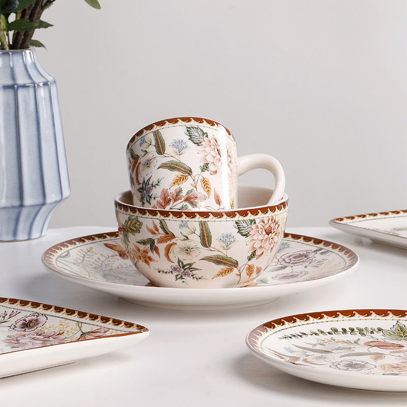 Ceramic Plate Retro Western Foodsteak Large Plate Dish Household Rectangular Plate - Grand Goldman