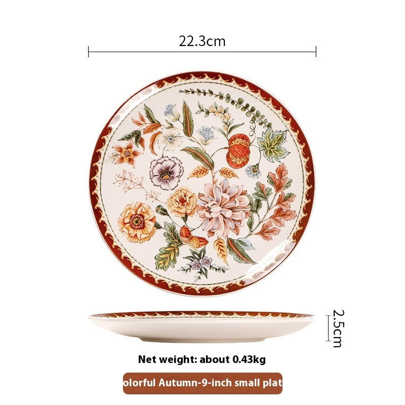 Ceramic Plate Retro Western Foodsteak Large Plate Dish Household Rectangular Plate - Grand Goldman