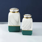 Ceramic Pot Square Ginger Jar Flower Vase Hand-painted Flower and Bird Patterns Storage Tank Home Decoration Accessories - Grand Goldman