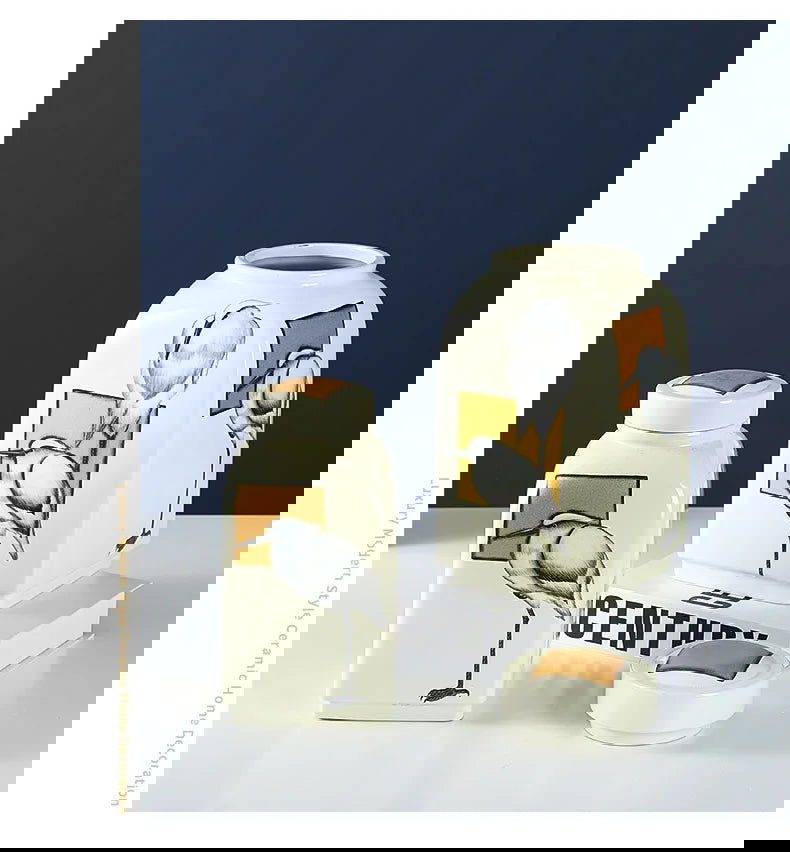 Ceramic Pot Square Ginger Jar Flower Vase Hand-painted Flower and Bird Patterns Storage Tank Home Decoration Accessories - Grand Goldman