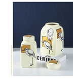 Ceramic Pot Square Ginger Jar Flower Vase Hand-painted Flower and Bird Patterns Storage Tank Home Decoration Accessories - Grand Goldman