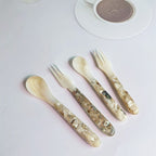 Ceramic Shell Fragmented Flower Spoon And Fork Inlaid Sea Shell Treasures - Grand Goldman