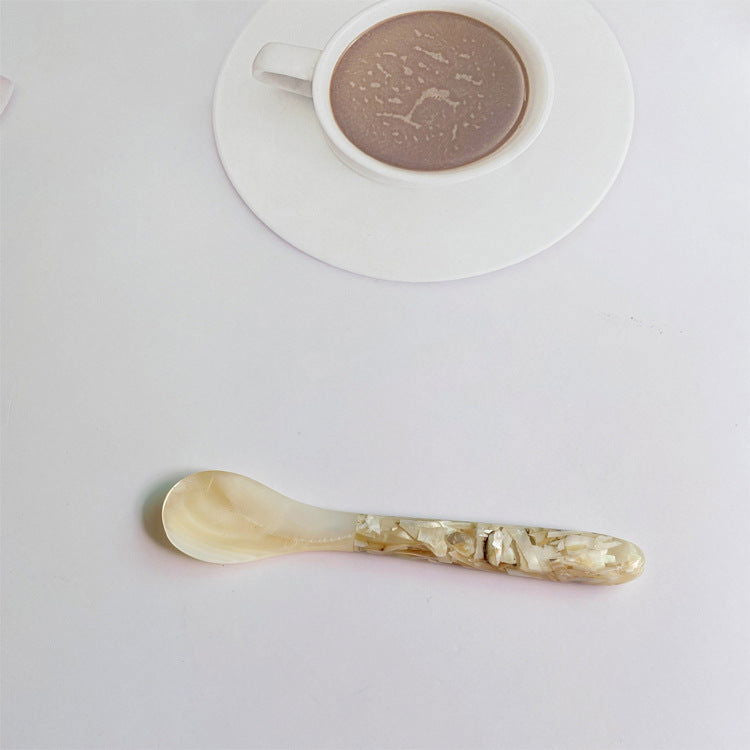 Ceramic Shell Fragmented Flower Spoon And Fork Inlaid Sea Shell Treasures - Grand Goldman