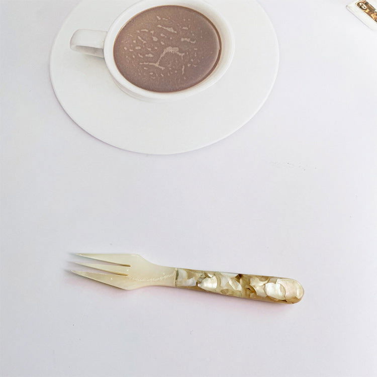 Ceramic Shell Fragmented Flower Spoon And Fork Inlaid Sea Shell Treasures - Grand Goldman