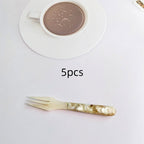 Ceramic Shell Fragmented Flower Spoon And Fork Inlaid Sea Shell Treasures - Grand Goldman