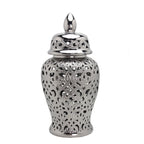 Ceramic Silver Handmade Hollow Out General Jar Ceramic candy storage jar Art Decorative Tank Totem Pattern vase Home Decor - Grand Goldman