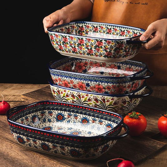Ceramic Tableware Household Rectangular Dinner Plate - Grand Goldman