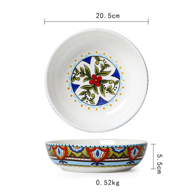 Ceramic Tableware Pastoral Style Home Plate Dinner Plate - Grand Goldman