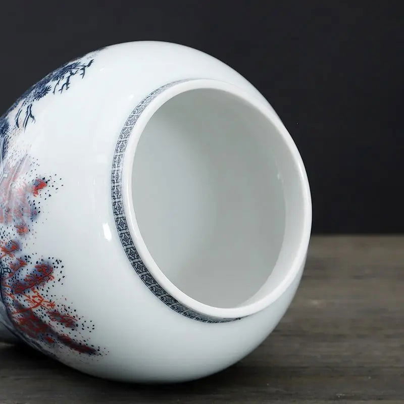 Ceramic Tea Jar Household Moisture-proof Sealed Jar Large Capacity Porcelain Storage Box Food Candy Storage Container Home Decor - Grand Goldman