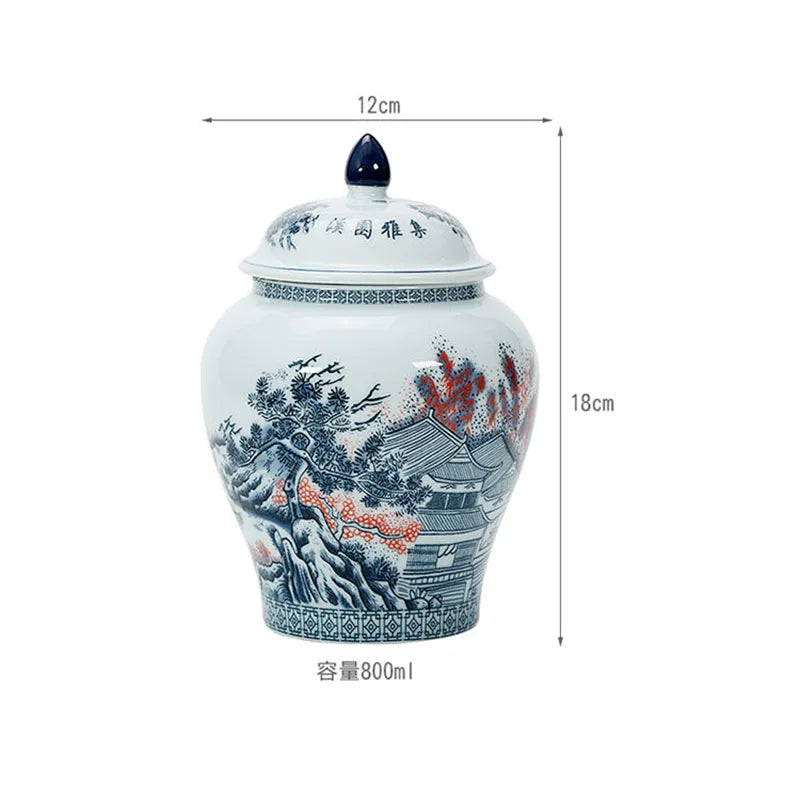 Ceramic Tea Jar Household Moisture-proof Sealed Jar Large Capacity Porcelain Storage Box Food Candy Storage Container Home Decor - Grand Goldman