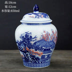Ceramic Tea Jar Household Moisture-proof Sealed Jar Large Capacity Porcelain Storage Box Food Candy Storage Container Home Decor - Grand Goldman