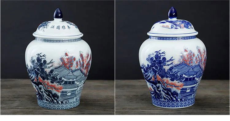 Ceramic Tea Jar Household Moisture-proof Sealed Jar Large Capacity Porcelain Storage Box Food Candy Storage Container Home Decor - Grand Goldman
