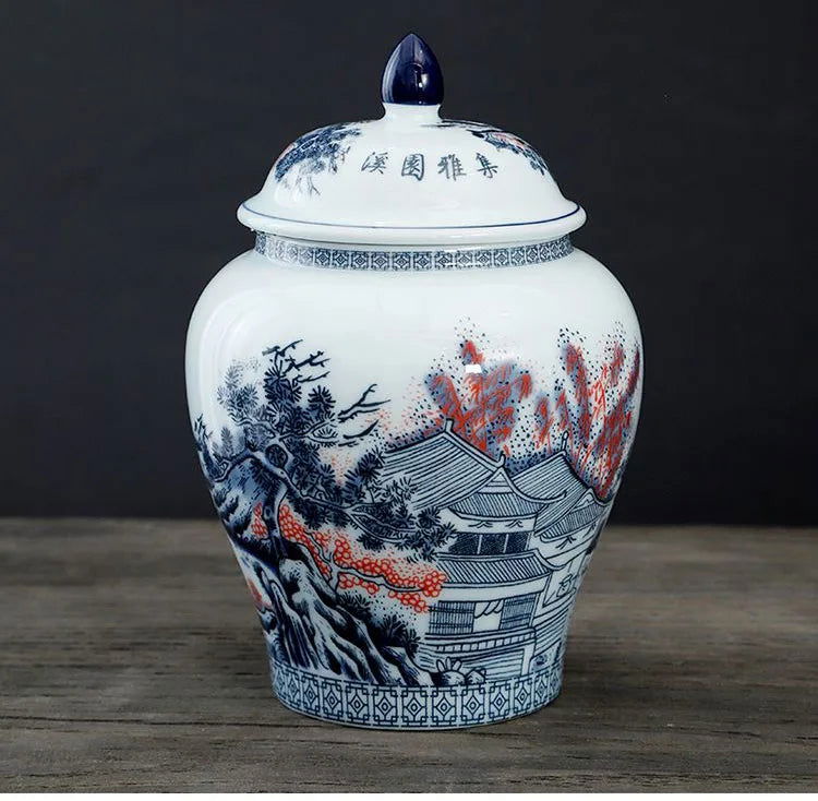 Ceramic Tea Jar Household Moisture-proof Sealed Jar Large Capacity Porcelain Storage Box Food Candy Storage Container Home Decor - Grand Goldman