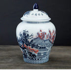 Ceramic Tea Jar Household Moisture-proof Sealed Jar Large Capacity Porcelain Storage Box Food Candy Storage Container Home Decor - Grand Goldman