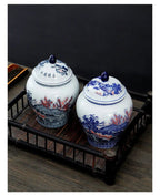 Ceramic Tea Jar Household Moisture-proof Sealed Jar Large Capacity Porcelain Storage Box Food Candy Storage Container Home Decor - Grand Goldman