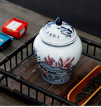 Ceramic Tea Jar Household Moisture-proof Sealed Jar Large Capacity Porcelain Storage Box Food Candy Storage Container Home Decor - Grand Goldman