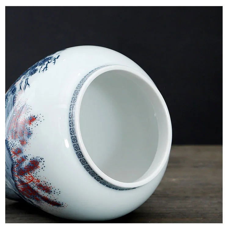 Ceramic Tea Jar Household Moisture-proof Sealed Jar Large Capacity Porcelain Storage Box Food Candy Storage Container Home Decor - Grand Goldman