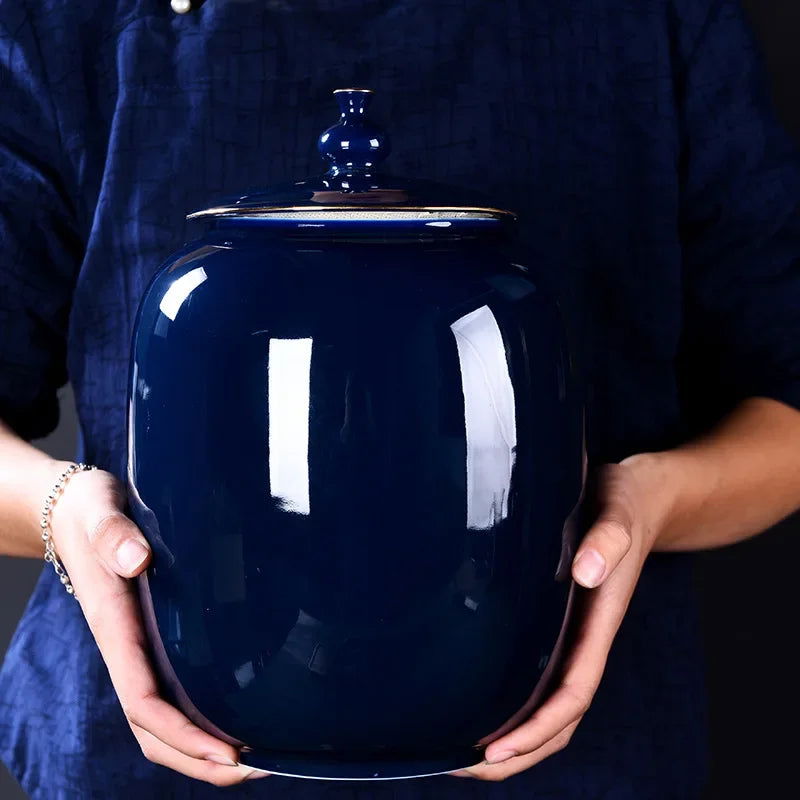 Ceramic Tea Pot Airtight Storage Tank Porcelain General Jar Kitchen Container Vintage Handicraft Ornaments Home Decoration - Grand Goldman