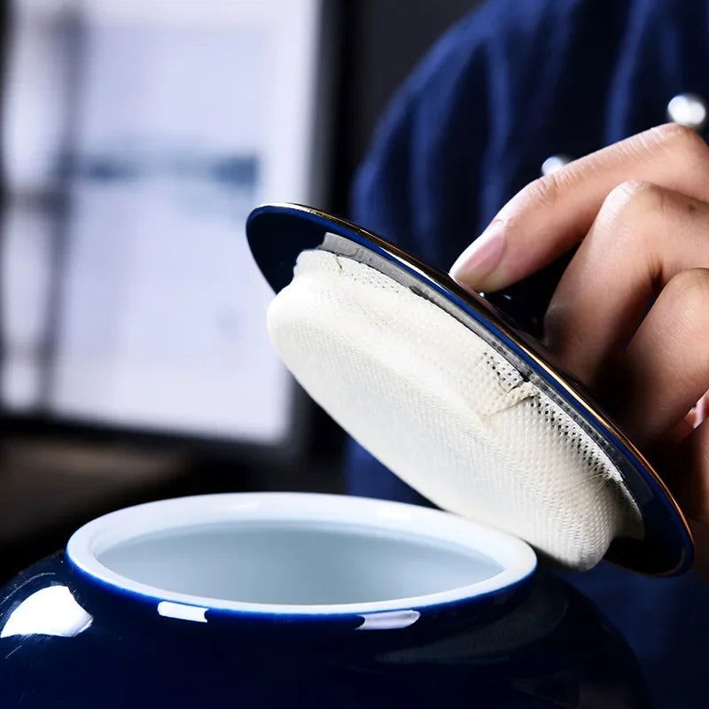 Ceramic Tea Pot Airtight Storage Tank Porcelain General Jar Kitchen Container Vintage Handicraft Ornaments Home Decoration - Grand Goldman