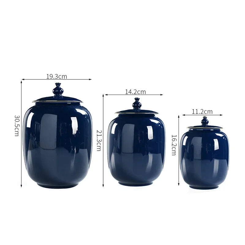 Ceramic Tea Pot Airtight Storage Tank Porcelain General Jar Kitchen Container Vintage Handicraft Ornaments Home Decoration - Grand Goldman
