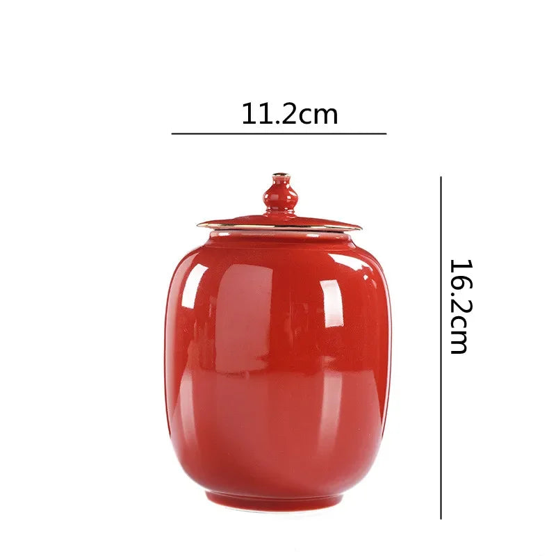 Ceramic Tea Pot Airtight Storage Tank Porcelain General Jar Kitchen Container Vintage Handicraft Ornaments Home Decoration - Grand Goldman
