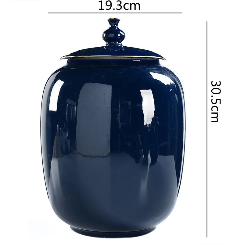 Ceramic Tea Pot Airtight Storage Tank Porcelain General Jar Kitchen Container Vintage Handicraft Ornaments Home Decoration - Grand Goldman
