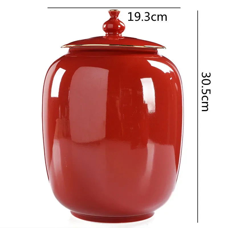 Ceramic Tea Pot Airtight Storage Tank Porcelain General Jar Kitchen Container Vintage Handicraft Ornaments Home Decoration - Grand Goldman