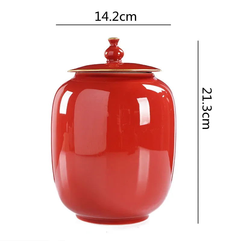Ceramic Tea Pot Airtight Storage Tank Porcelain General Jar Kitchen Container Vintage Handicraft Ornaments Home Decoration - Grand Goldman
