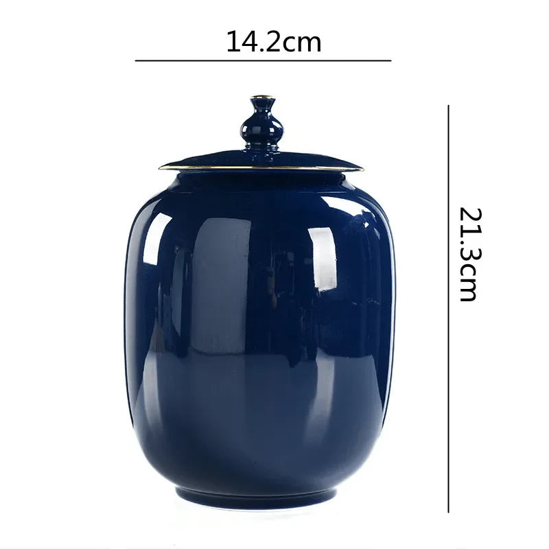 Ceramic Tea Pot Airtight Storage Tank Porcelain General Jar Kitchen Container Vintage Handicraft Ornaments Home Decoration - Grand Goldman
