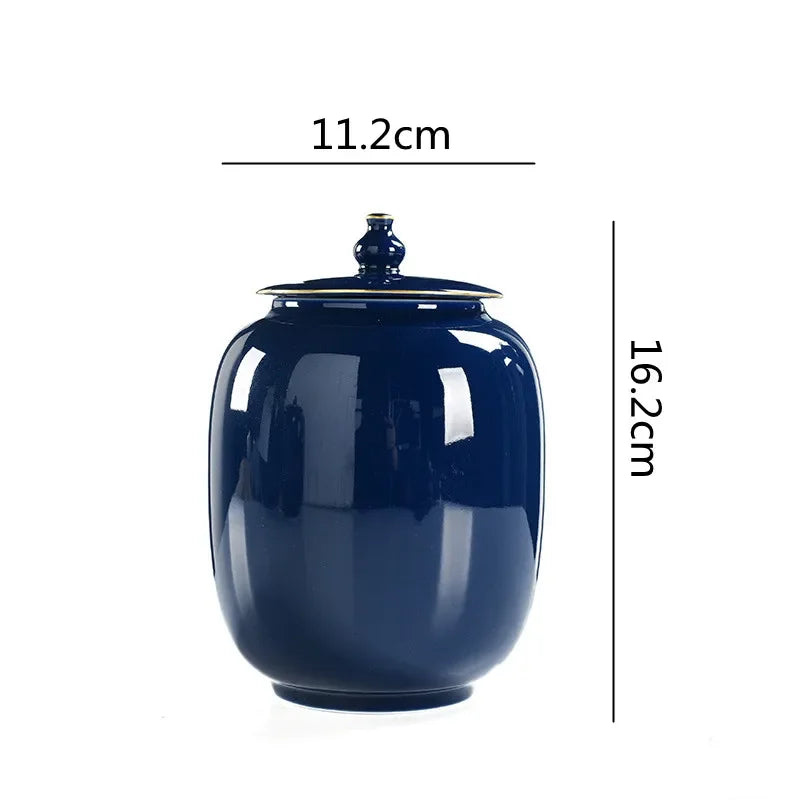 Ceramic Tea Pot Airtight Storage Tank Porcelain General Jar Kitchen Container Vintage Handicraft Ornaments Home Decoration - Grand Goldman