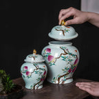 Ceramic Tea Pot Chinese Retro Graffiti Sealed Jar with Lid Tea Storage Pot Porcelain General Jar Home Decoration Canister Set - Grand Goldman