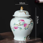 Ceramic Tea Pot Chinese Retro Graffiti Sealed Jar with Lid Tea Storage Pot Porcelain General Jar Home Decoration Canister Set - Grand Goldman