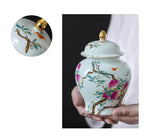Ceramic Tea Pot Chinese Retro Graffiti Sealed Jar with Lid Tea Storage Pot Porcelain General Jar Home Decoration Canister Set - Grand Goldman