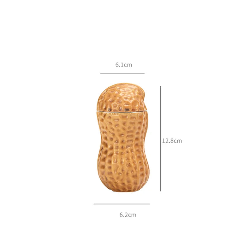 Ceramic Tea Pot Peanut Shape Artificial Peanut Nut Tea Caddy Ceramic Storage Tank Kitchen Organizer Container Home Decoration - Grand Goldman