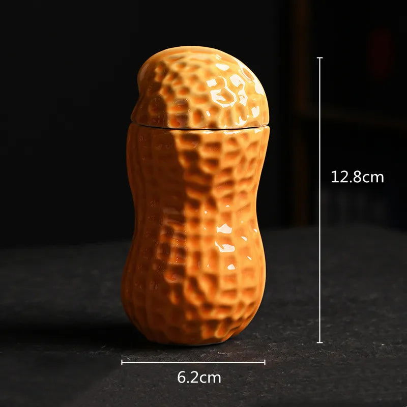 Ceramic Tea Pot Peanut Shape Artificial Peanut Nut Tea Caddy Ceramic Storage Tank Kitchen Organizer Container Home Decoration - Grand Goldman