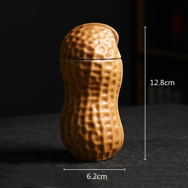 Ceramic Tea Pot Peanut Shape Artificial Peanut Nut Tea Caddy Ceramic Storage Tank Kitchen Organizer Container Home Decoration - Grand Goldman