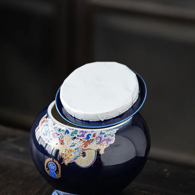 Ceramic Tea Pot Tea Caddy Porcelain Sealed Storage Tank Chinese Vintage Bottle Household Storage Container Home Decoration - Grand Goldman