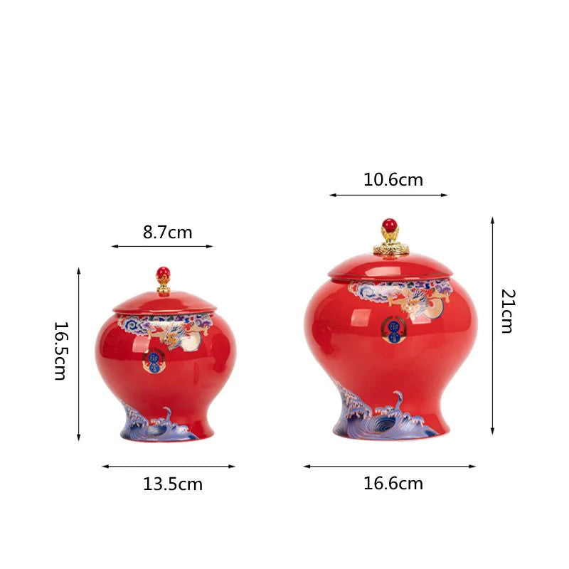 Ceramic Tea Pot Tea Caddy Porcelain Sealed Storage Tank Chinese Vintage Bottle Household Storage Container Home Decoration - Grand Goldman