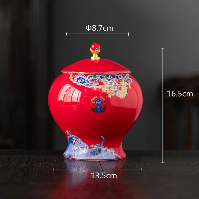 Ceramic Tea Pot Tea Caddy Porcelain Sealed Storage Tank Chinese Vintage Bottle Household Storage Container Home Decoration - Grand Goldman