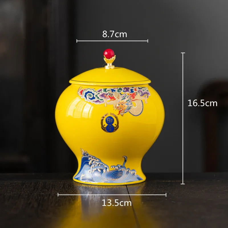 Ceramic Tea Pot Tea Caddy Porcelain Sealed Storage Tank Chinese Vintage Bottle Household Storage Container Home Decoration - Grand Goldman