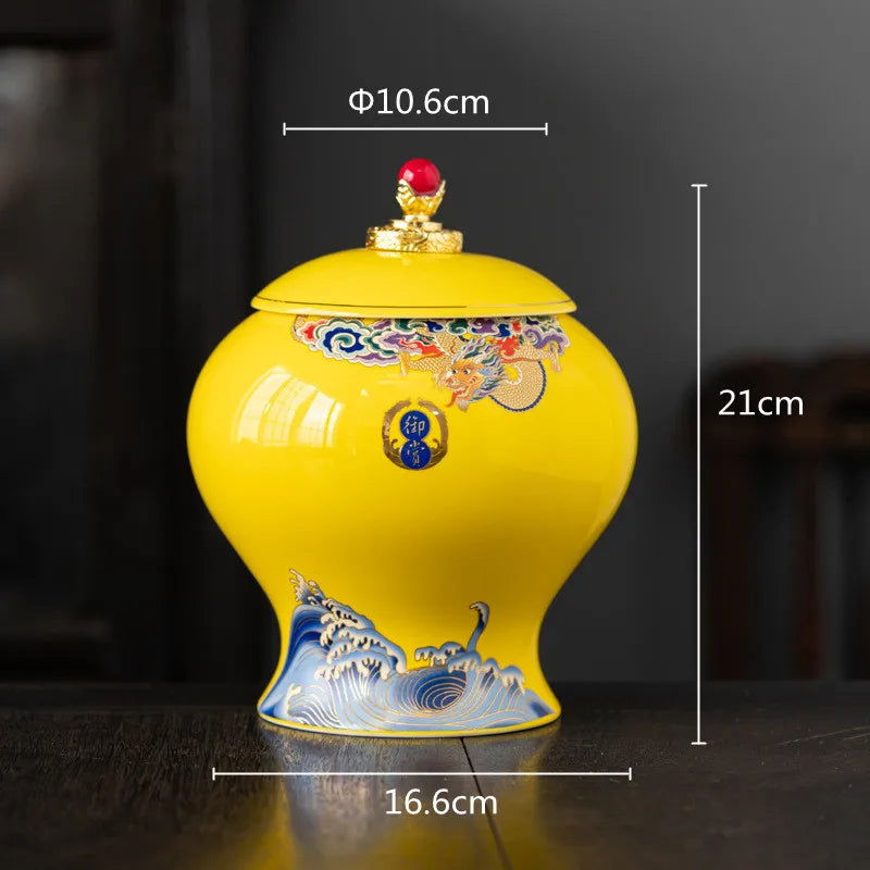 Ceramic Tea Pot Tea Caddy Porcelain Sealed Storage Tank Chinese Vintage Bottle Household Storage Container Home Decoration - Grand Goldman