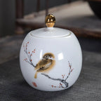 Ceramic Tea Pot White Porcelain Tea Caddy Sealed Storage Tank Canister Kitchen Storage Containers General Can Home Decoration - Grand Goldman